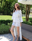 Blue Toile Bamboo Long Robe