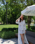 Blue Toile Bamboo Long Robe