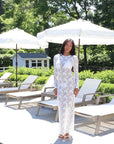 Model wearing the Lace Maxi bridal dress with long sleeves