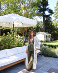 Olive Toile Bamboo Long Robe