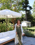 Olive Toile Bamboo Long Robe