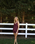 Ivy Bamboo Tank & Short Set in Merlot