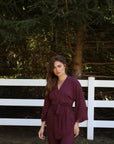 Riley Kimono Bamboo Pajama Set in Merlot