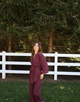 Riley Kimono Bamboo Pajama Set in Merlot
