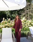 Riley Kimono Bamboo Pajama Set in Merlot