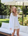 Bamboo Lace Trim Short Robe in Dove