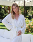 Bamboo Lace Trim Short Robe in Dove