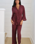 Riley Kimono Bamboo Pajama Set in Merlot
