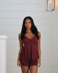 Ivy Bamboo Tank & Short Set in Merlot