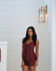 Ivy Bamboo Tank & Short Set in Merlot