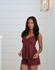 Ivy Bamboo Tank & Short Set in Merlot