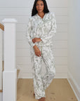 Olive Toile Ruffle Bamboo Pajama Pant Set