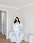 Blue Toile Ruffle Bamboo Pajama Pant Set