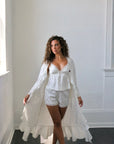 Faye Bridal Floral Silky Jacquard Robe in Dove