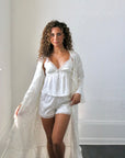 Faye Bridal Floral Silky Jacquard Robe in Dove