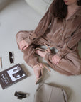 Pleated Short Bridal Set in Mocha Mousse