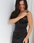 Lara Lace Slip Dress in Noir