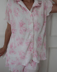 Pleats Please Short Set in Pink Floral