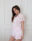 Pleats Please Short Set in Pink Floral