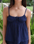 Cotton Tank Pant Set in Navy