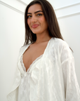 Faye Bridal Floral Silky Jacquard Robe in Dove