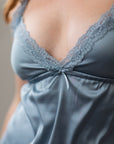 Estelle Silky Satin Set in Dusty Blue