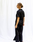 Sophia Floral Silky Jacquard Short Sleeve Pant Set in Noir