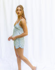 Brooke Bridal Floral Silky Cami Short Set in Ice Blue