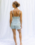 Brooke Bridal Floral Silky Cami Short Set in Ice Blue
