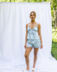 Brooke Bridal Floral Silky Cami Short Set in Ice Blue