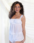 Chiffon Bloom Short Set in Dove