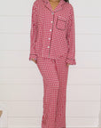 Ruffle Bamboo Pajama Set in Berry Gingham