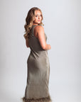 The Detachable Feather Midi in Sage