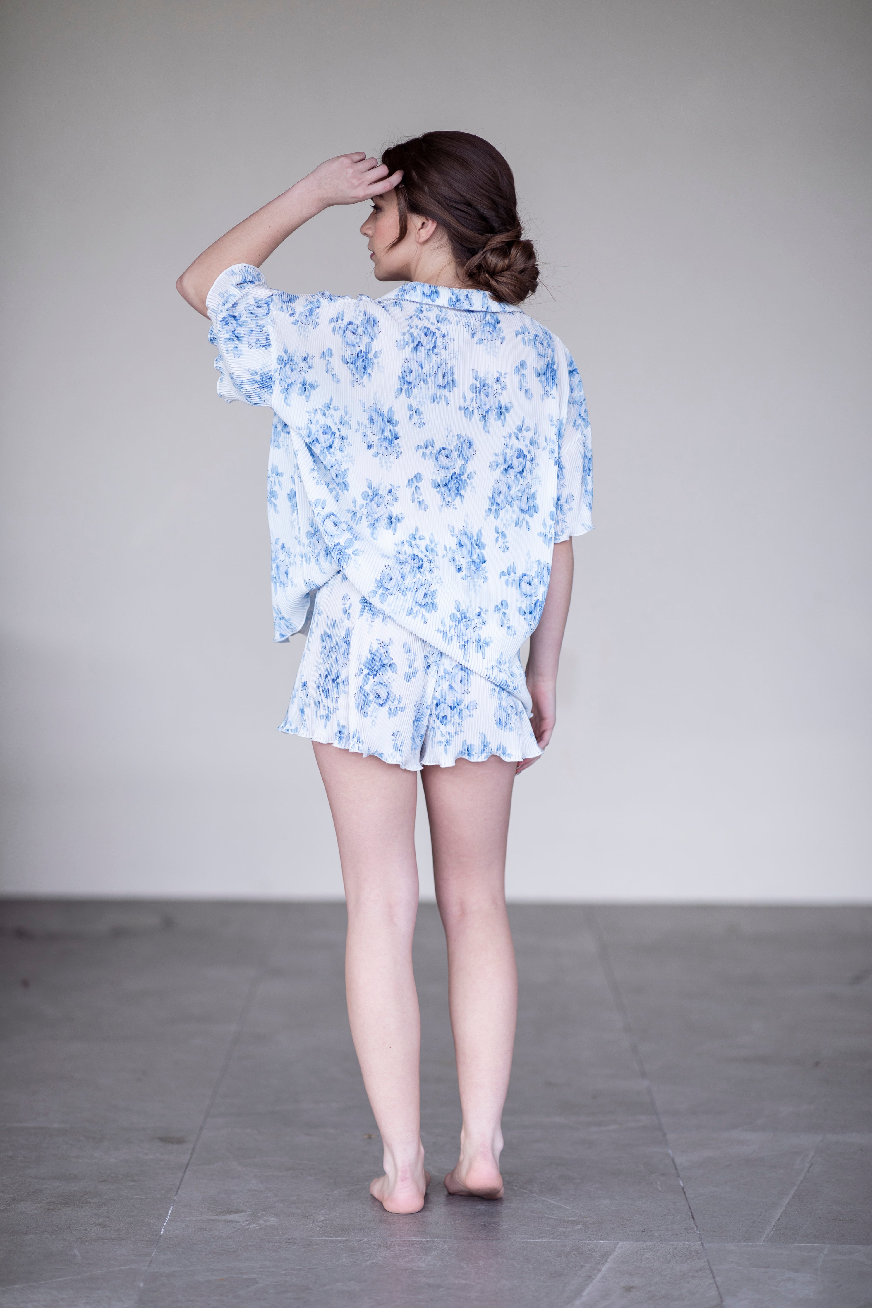 Pleats Please Short Set in Blue Floral – Waverles Pleats Please Short Set in Blue Floral – Waverles