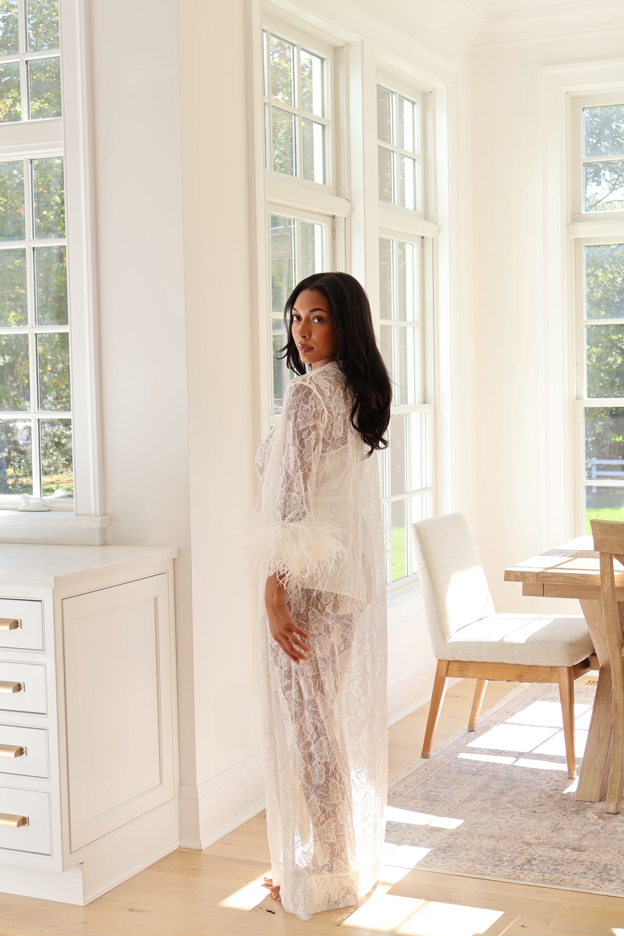 Fleur Feather Lace Robe