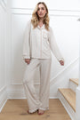 Ruffle Bamboo Pajama Set in Tan Gingham