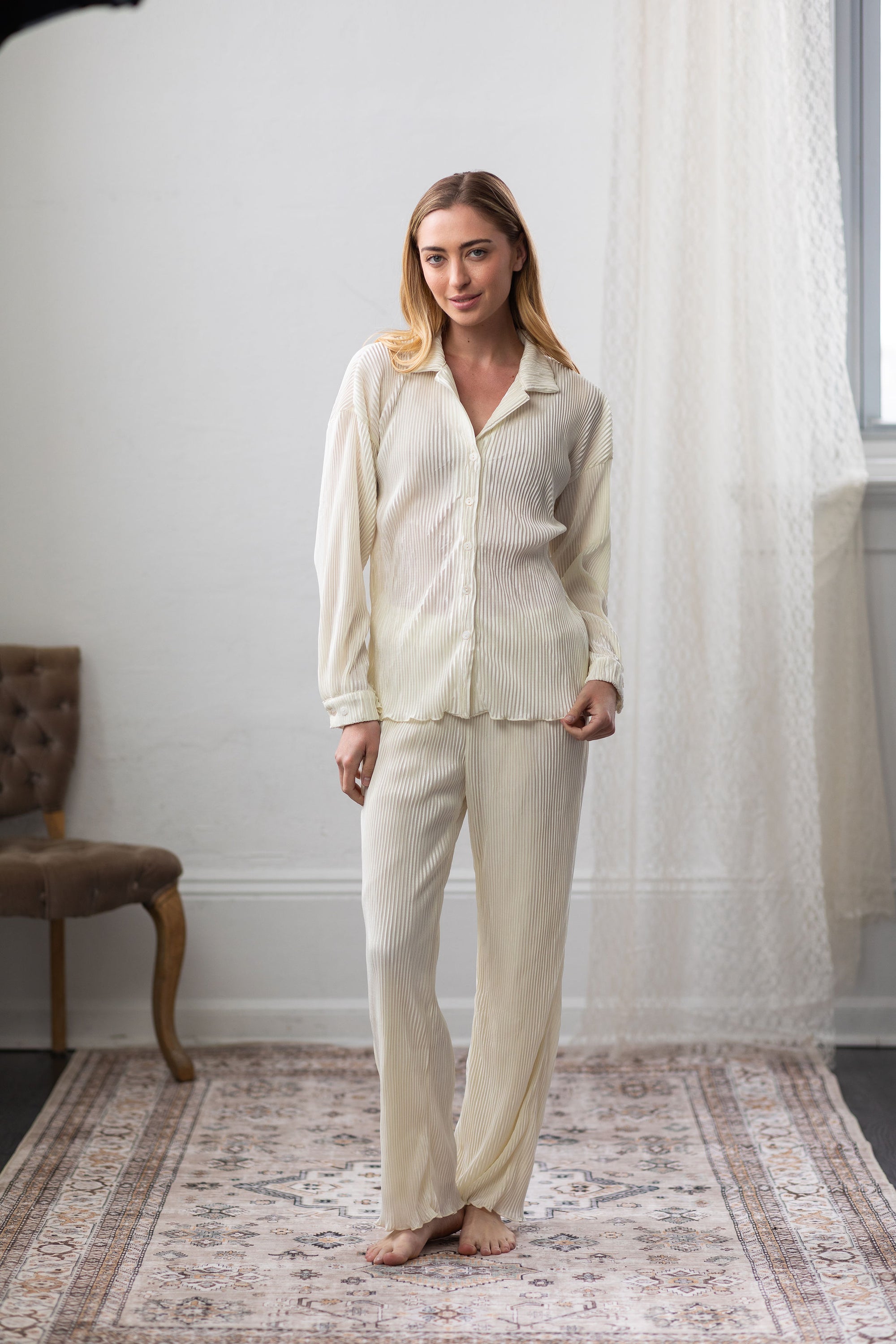 Pleated Set in Ivory
