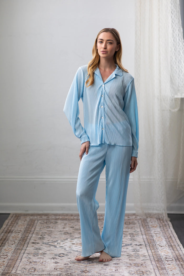 Pleated Set in Light Blue