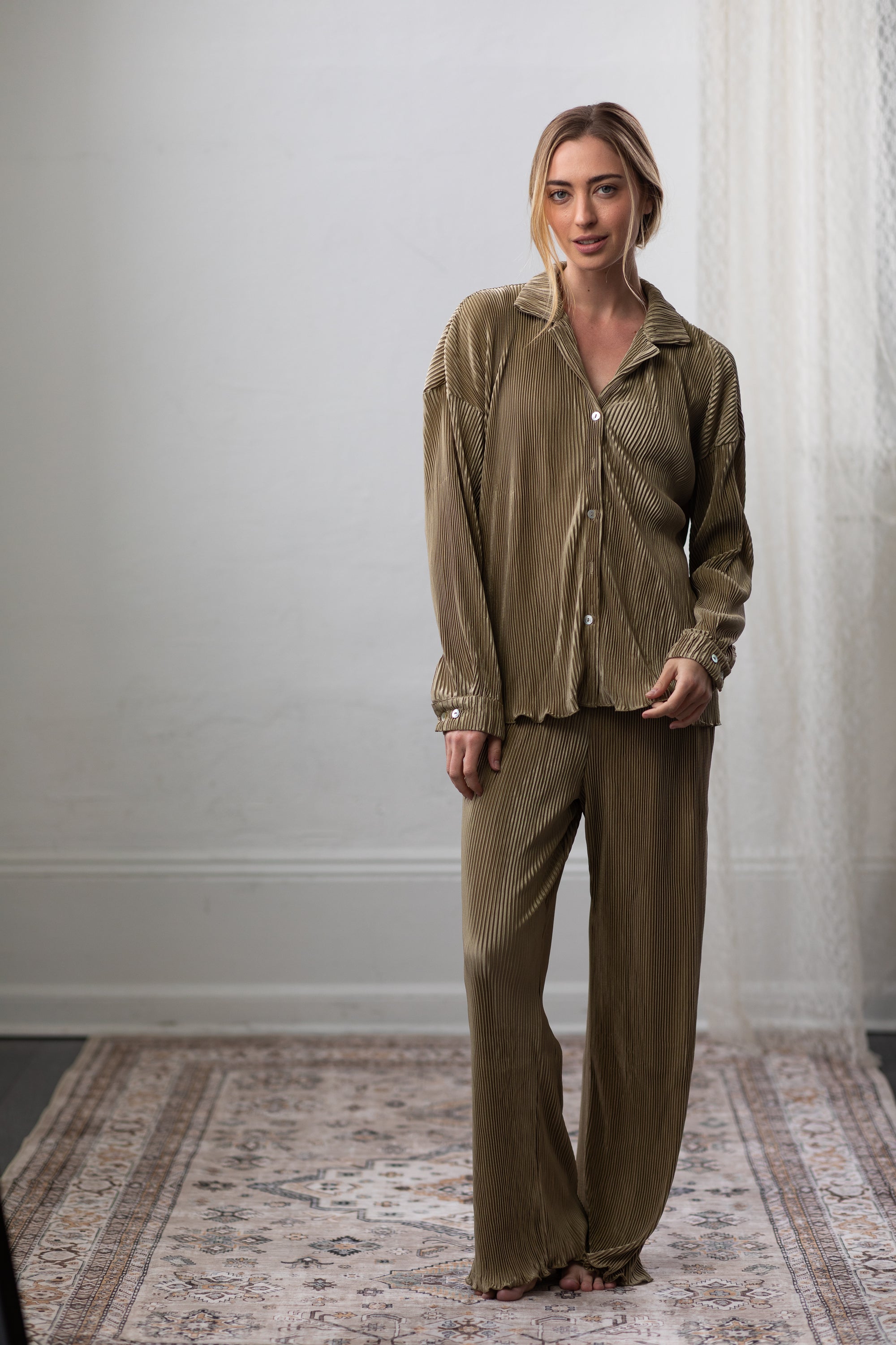 Pleated Set in Sage