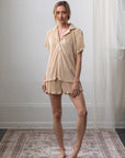Pleated Short Set in Champagne