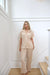 Pleated Short Sleeve Pant Bridal Set in Champagne