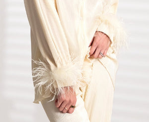 Ivory Detachable Feather Cuffs (Set of 2)