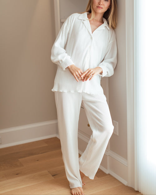 Pleated Bridal Set in Dove