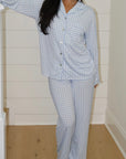 Ruffle Bamboo Pajama Set in Blue Gingham