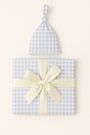Bamboo Baby Swaddle Blanket & Hat in Blue Gingham