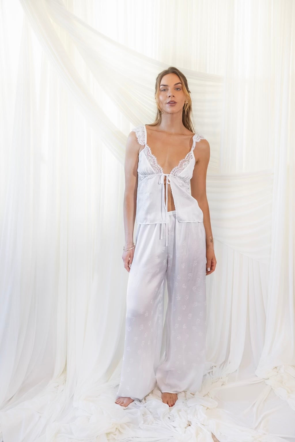 Silky Flora Tank Pant Set in Dove