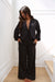 Lily Bridal Floral Jacquard Tie Front Pant Set in Noir