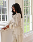 Jewel Feather Pleats in Ivory