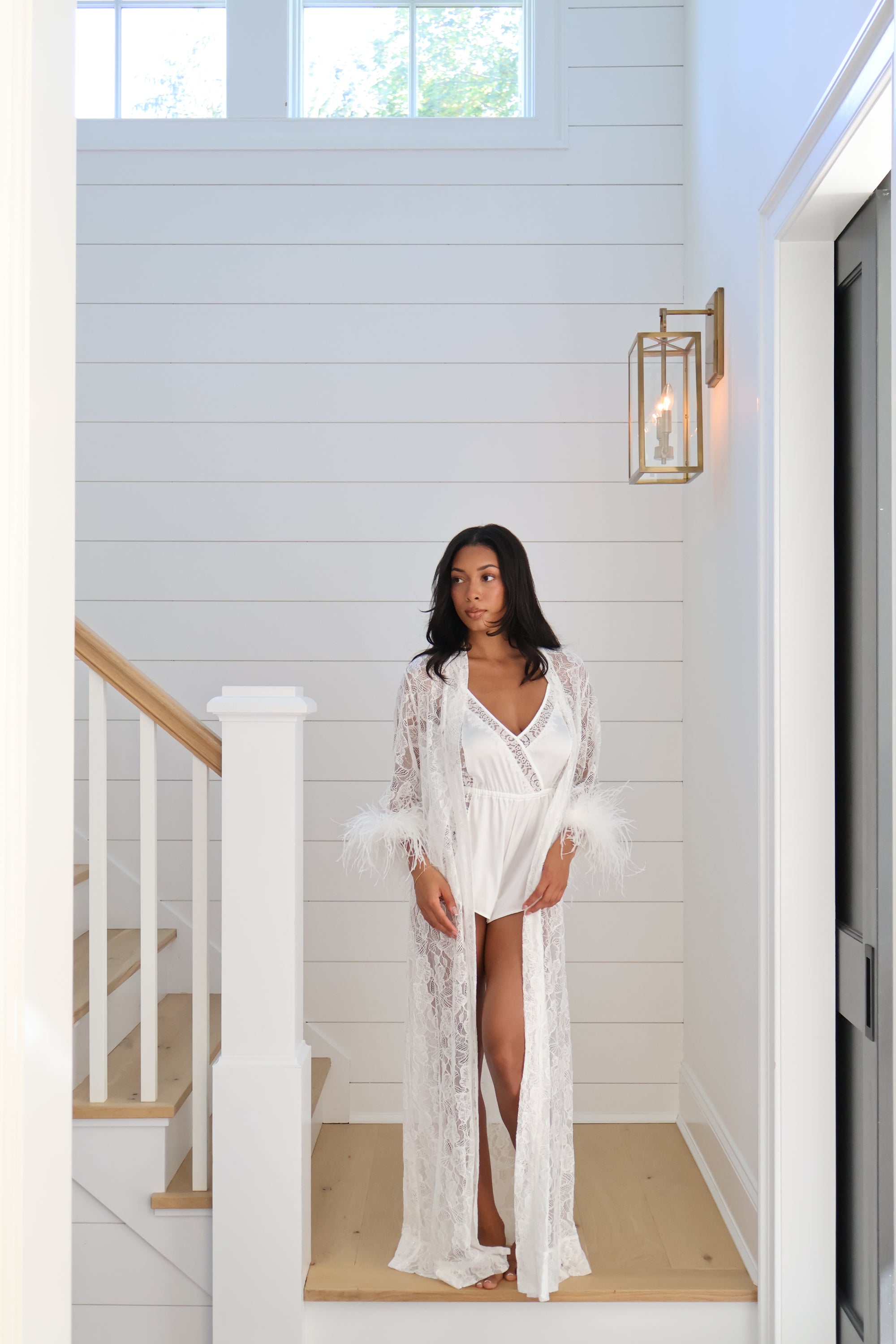 Fleur Feather Lace Robe M/L Fleur Feather Lace Robe M/L
