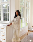 Jewel Feather Pleats in Ivory